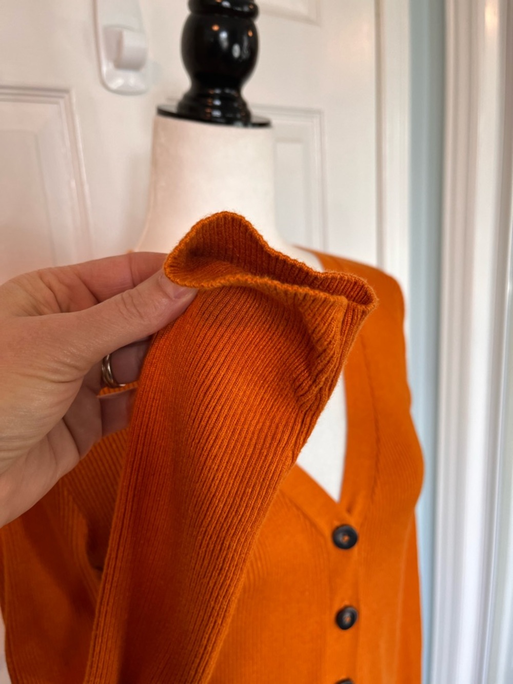 Sanctuary Off-Duty Ribbed Cardigan V-Neck Button Front Orange SmallY2K Spring - Picture 5 of 11